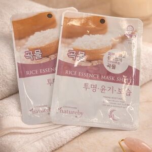 Set of 2 Rice Essence Sheet Masks | Korean Skincare | Hydrating & Brightening